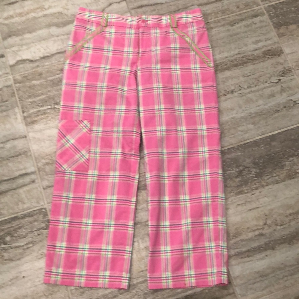 Lilly Pulitzer Vintage Pink Plaid  Putter Capri Pants Size 2